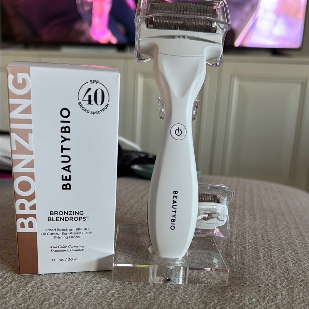 NWT BEAUTYBIO GLOPRO TOOL WITH TWO ATTACHMENTS & BRONZING BLENDROPS